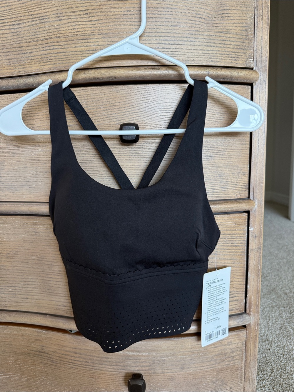 lululemon athletica Black Longline Sports Bra with Perforated Hem